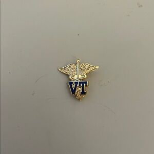 Gold and Blue VT Winged Pin